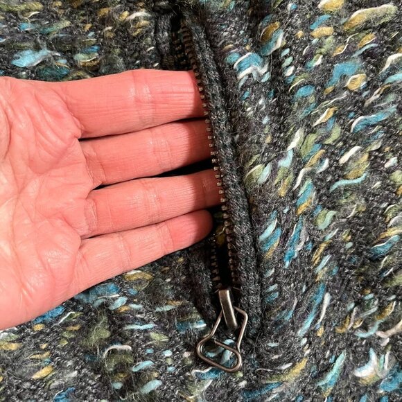 Anthropologie Moth Keavey Jacquard Wool Mohair Chunky Green Cardigan - Picture 6 of 12